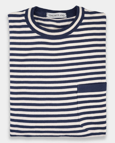 MACERATA LIGHTWEIGHT BLUE-WHITE STRIPED CREW