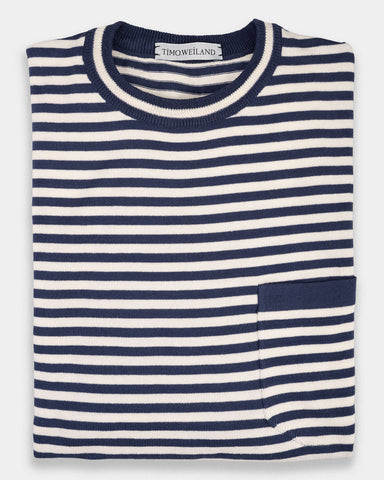 RONCOLA LIGHTWEIGHT RED-BLUE STRIPED CREW